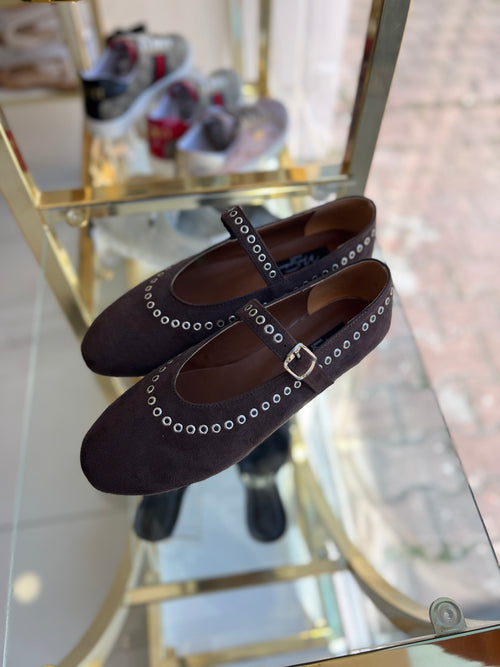 Acı kahve süet drop detay babet