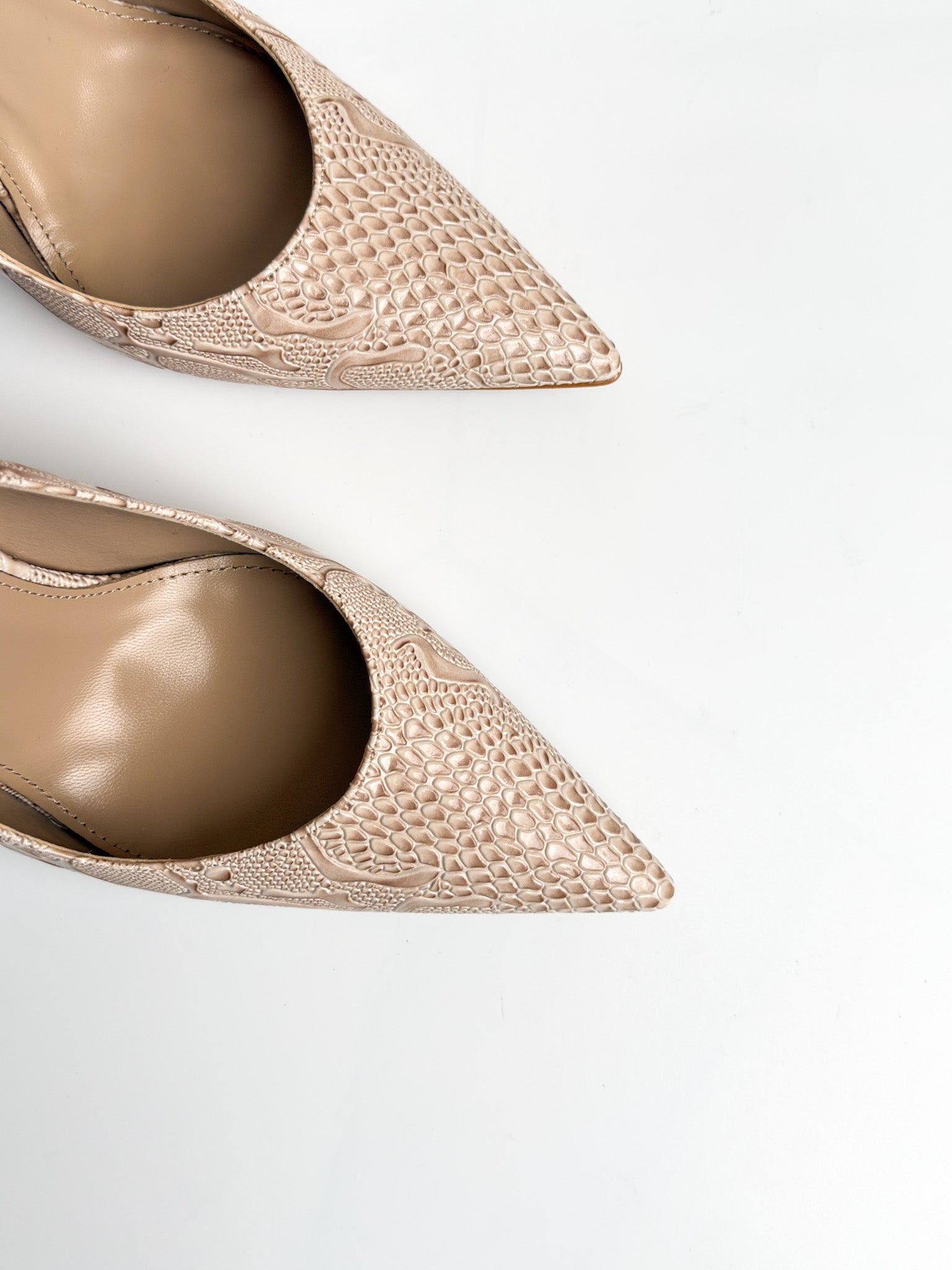 Bej Özel Dokulu Stiletto – 10 cm Topuk