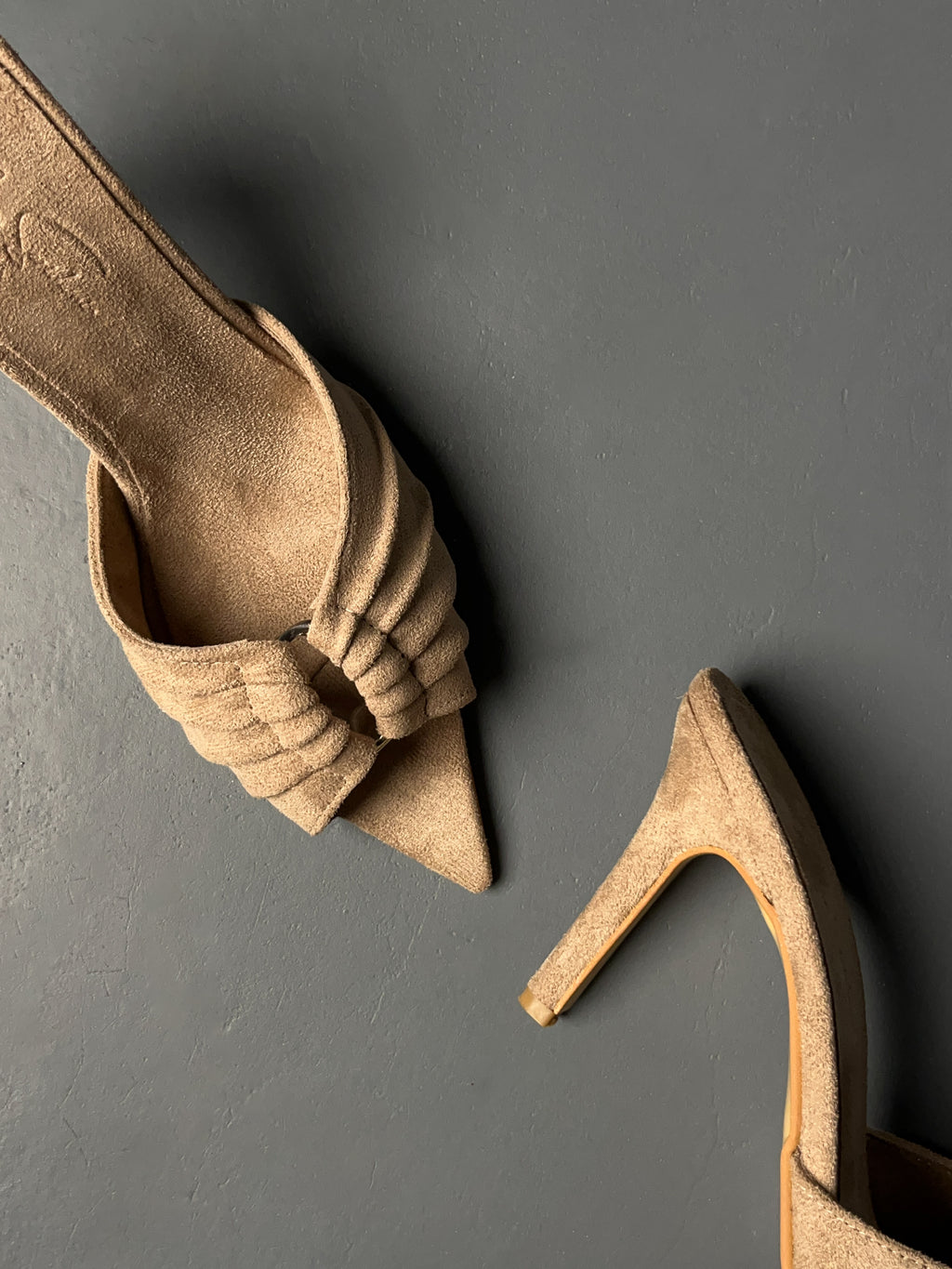 Vizon Süet İnce Topuklu Terlik