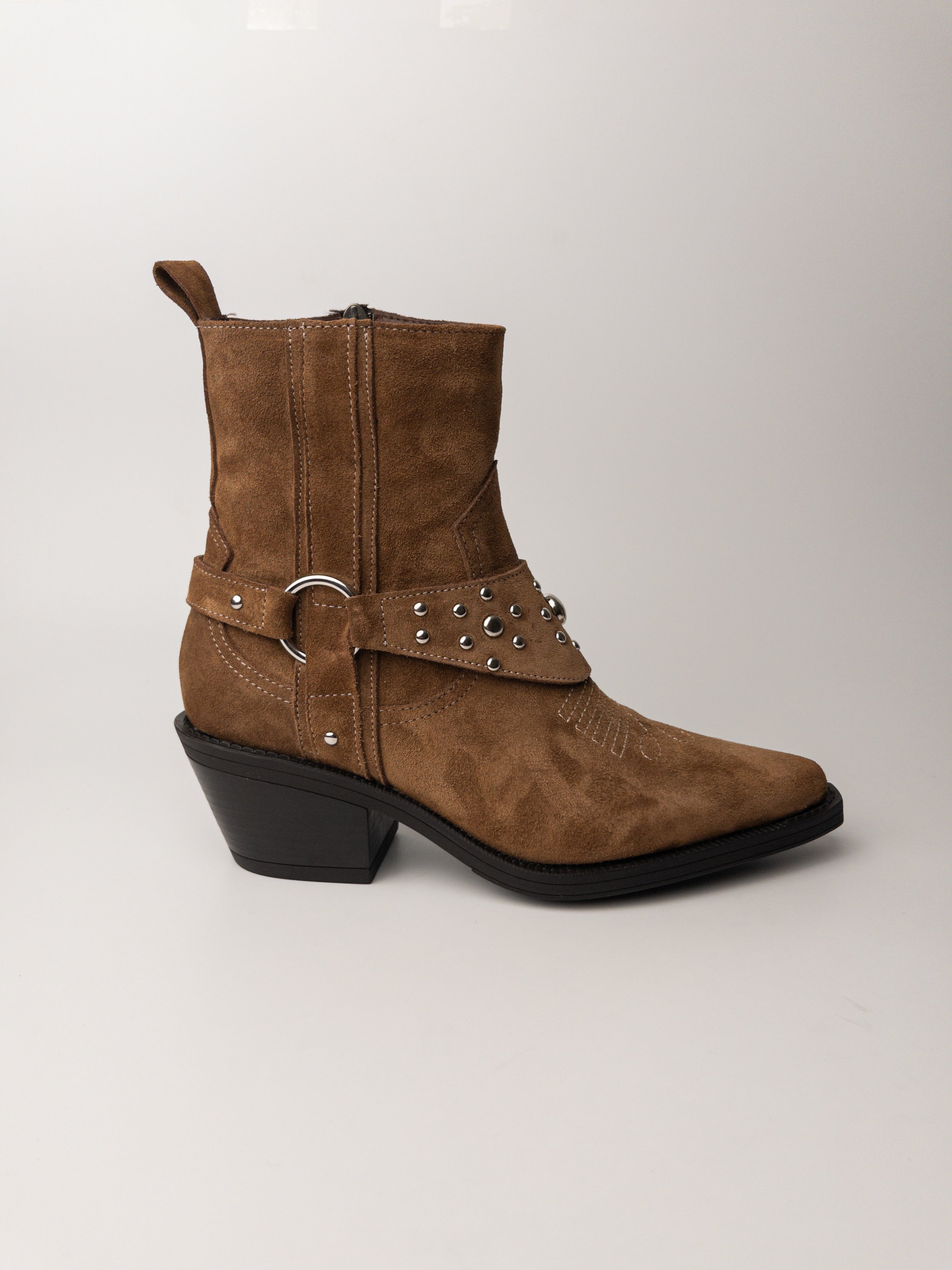 Camel Kürklü Hakiki Deri Western Bot – Stud Detaylı