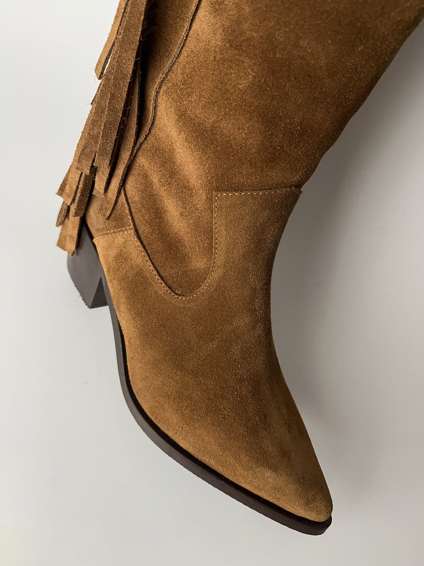 Camel Hakiki Deri Püsküllü Western Çizme