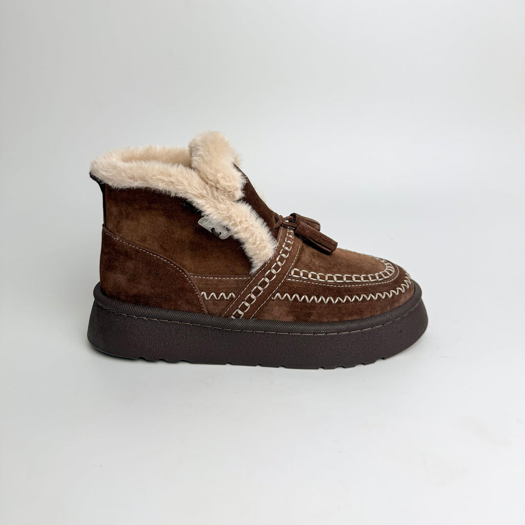 Acı Kahve Kürklü Deri Bot