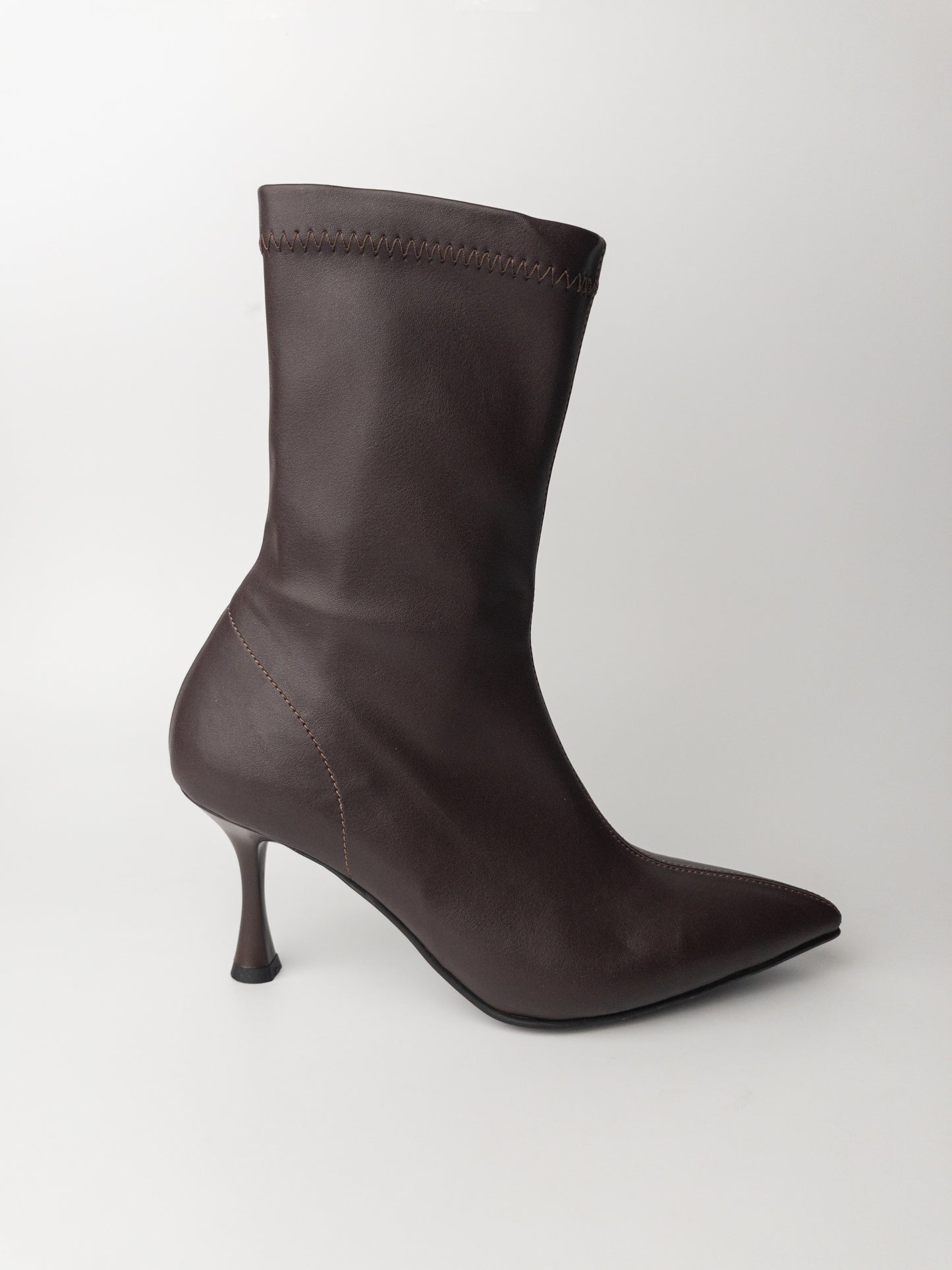 Acı Kahve İnce Topuk Streç Bot – 8 cm Topuk