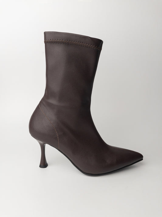 Acı Kahve İnce Topuk Streç Bot – 8 cm Topuk