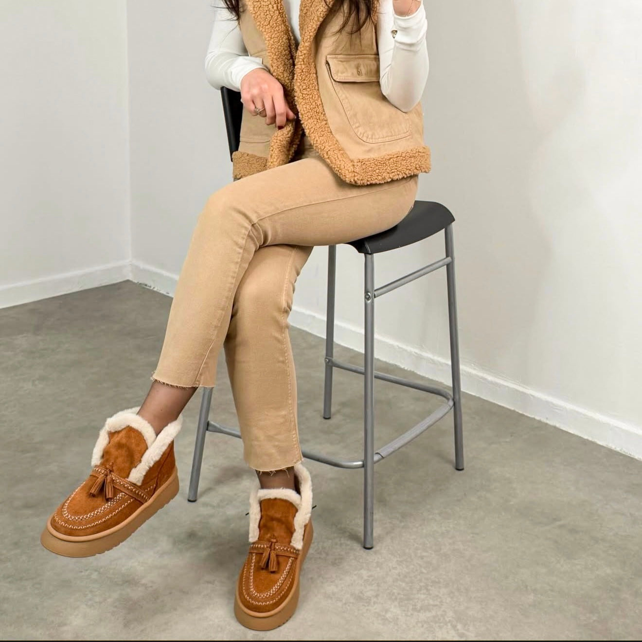 Taba Kürklü Deri Bot