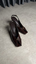 Acı Kahve Tokalı Slingback Kare Burun Ayakkabı