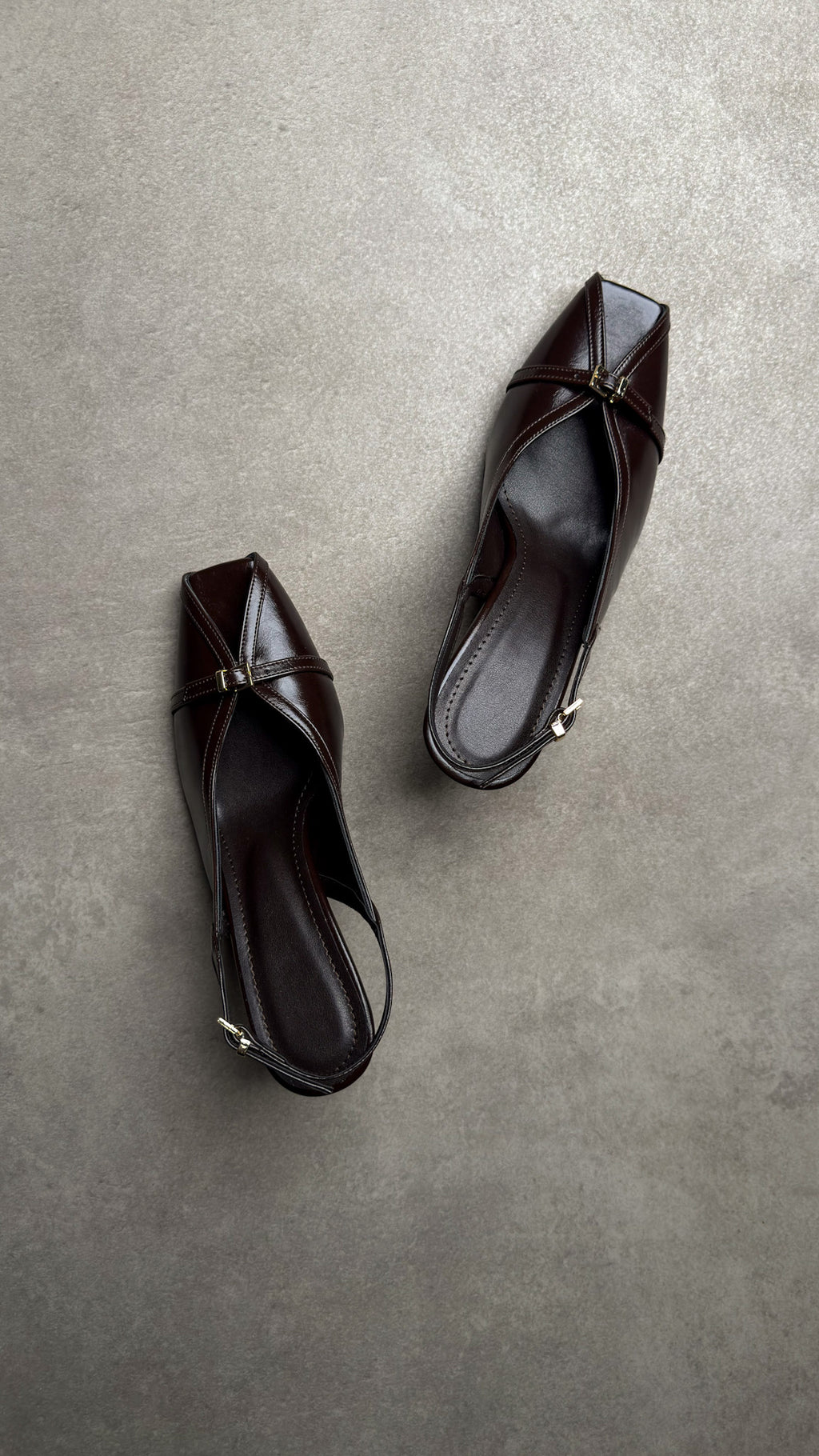 Acı Kahve Tokalı Slingback Kare Burun Ayakkabı