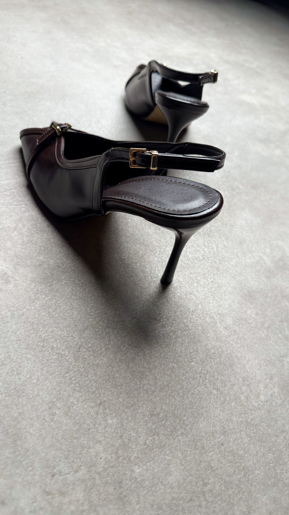 Acı Kahve Tokalı Slingback Kare Burun Ayakkabı