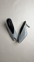 Buz Mavi Peep Toe İnce Topuklu Terlik