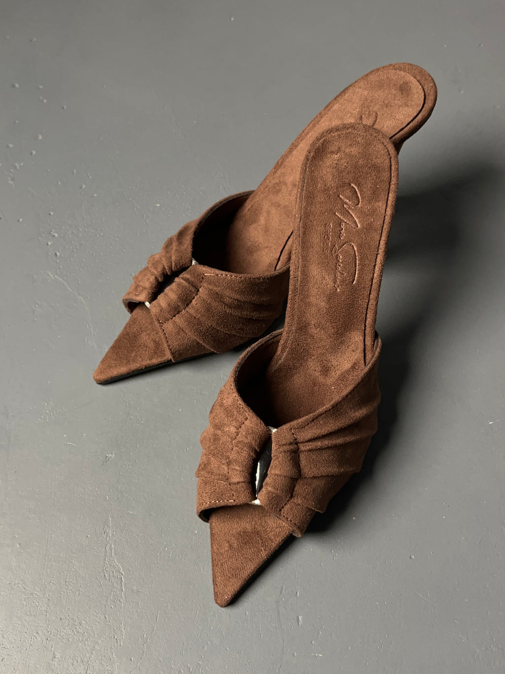 Acı Kahve Süet İnce Topuklu Terlik