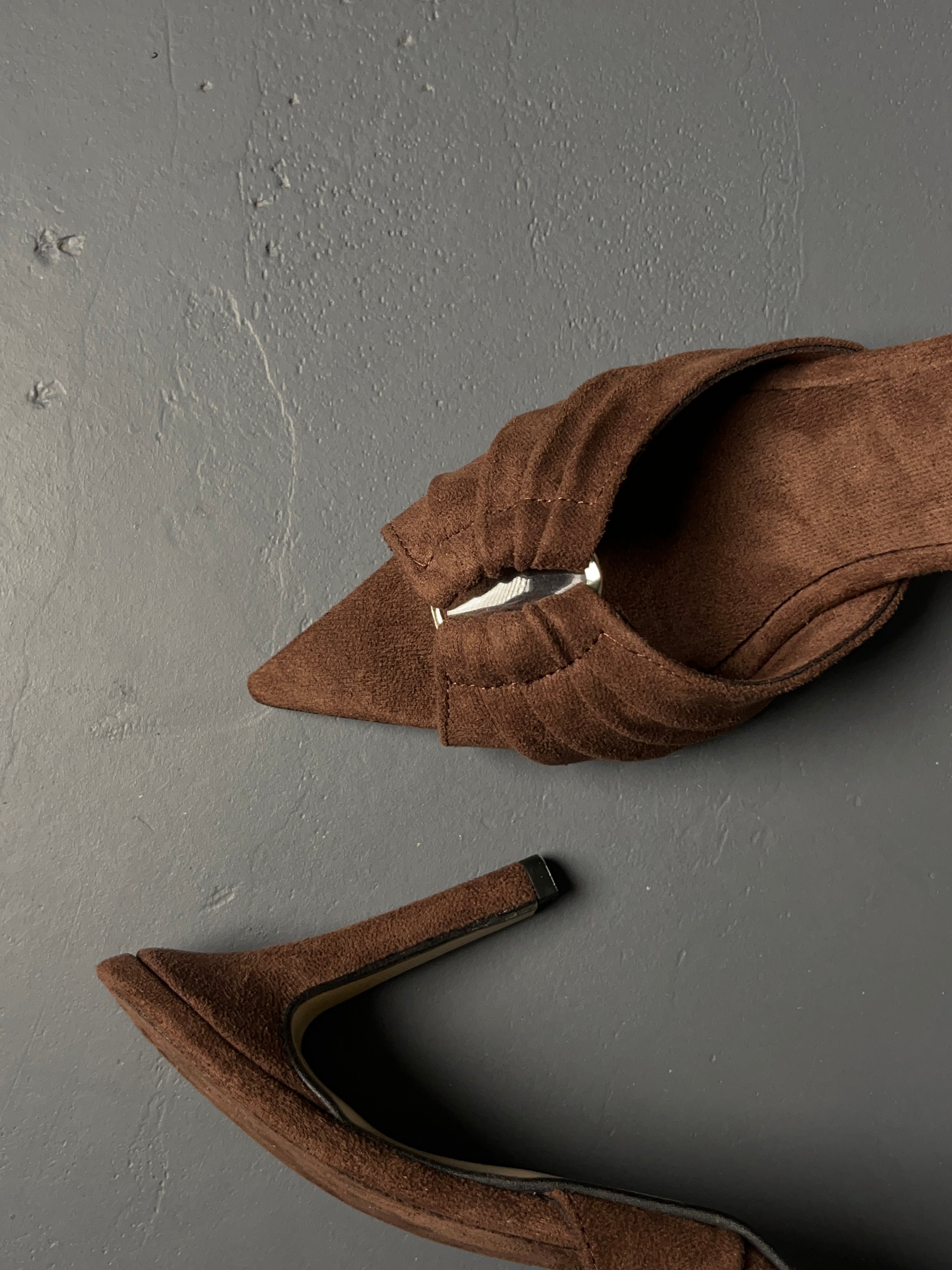 Acı Kahve Süet İnce Topuklu Terlik