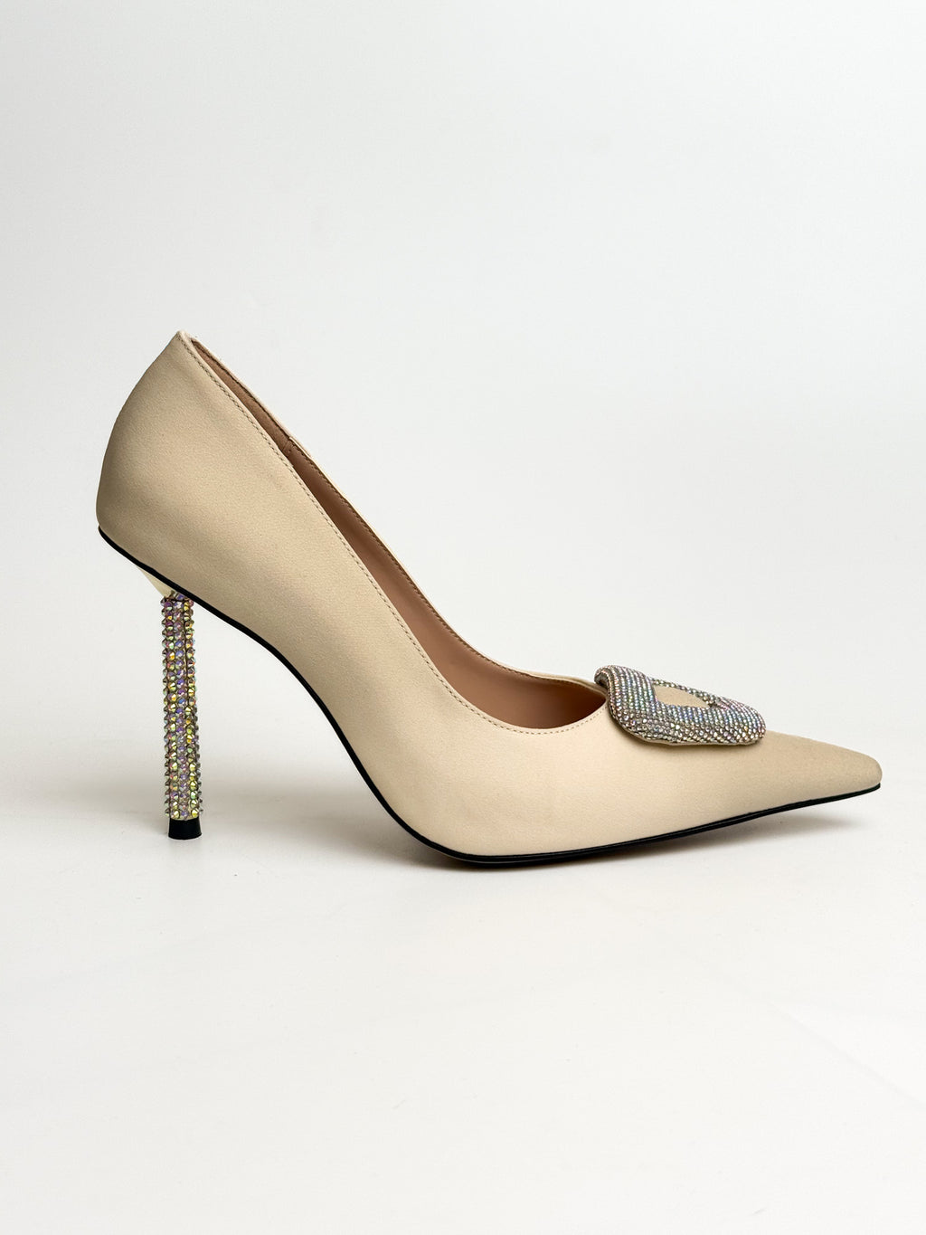 Bej Taş Tokalı Stiletto – Taş Kaplama Topuk