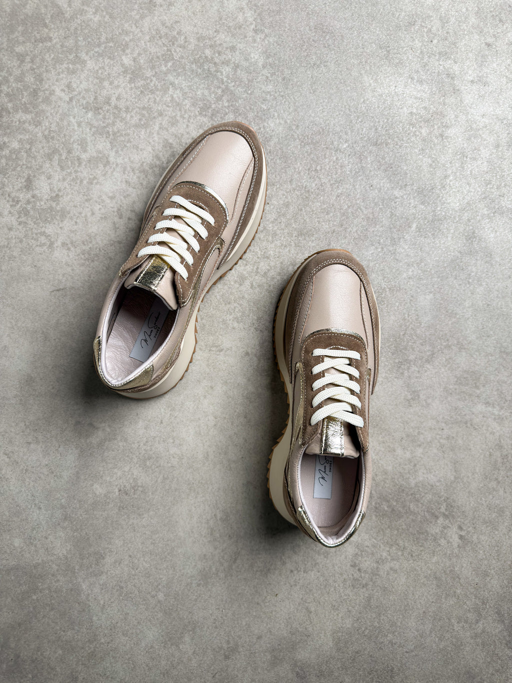 Vizon bej gold detaylı gerçek deri sneaker 3