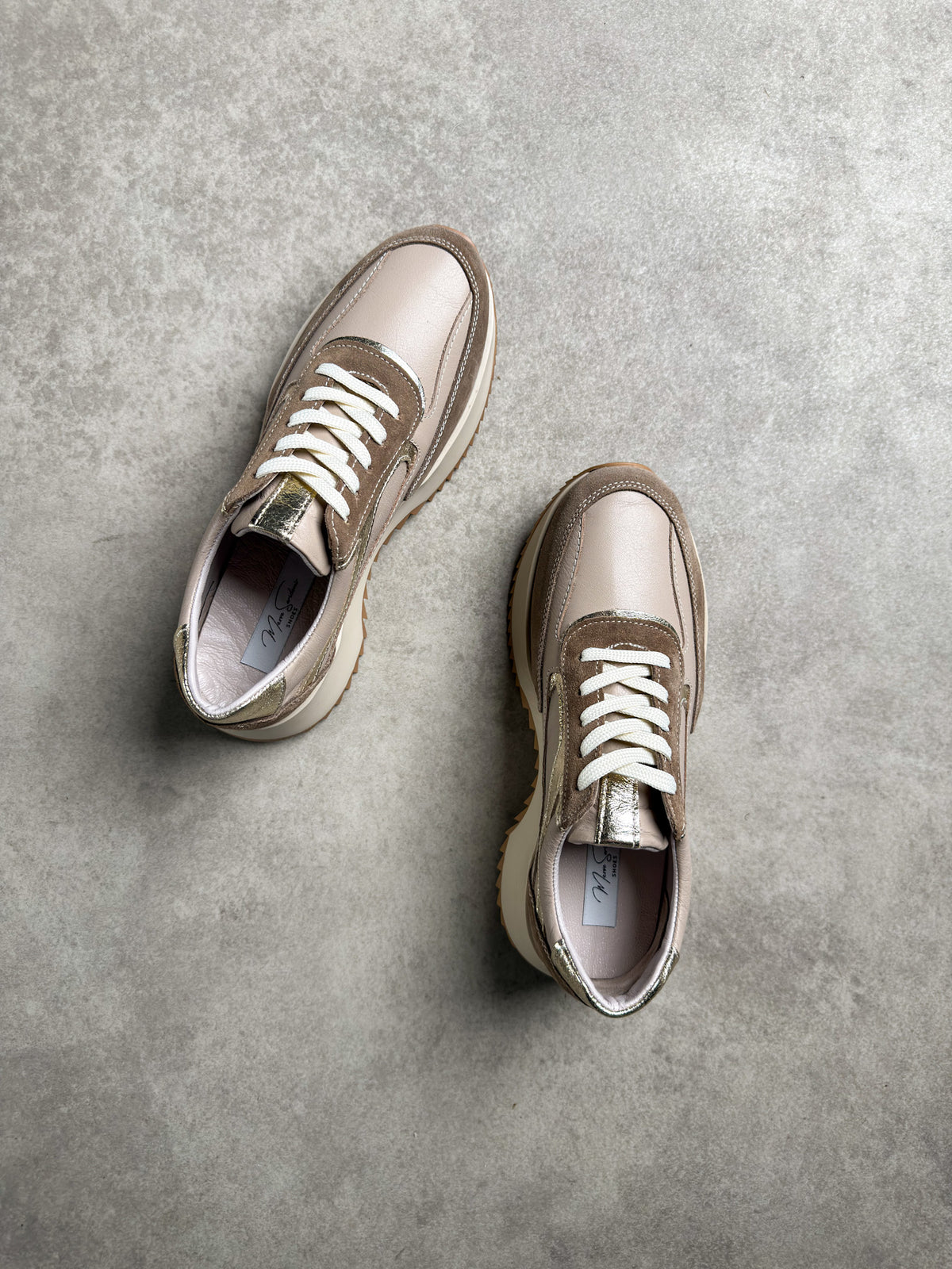 Vizon bej gold detaylı gerçek deri sneaker 3