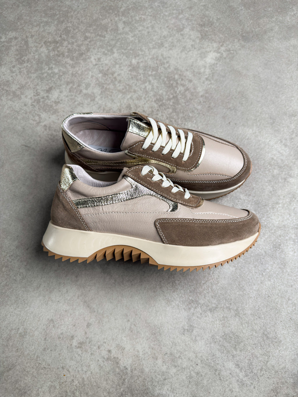 Vizon bej gold detaylı gerçek deri sneaker 4